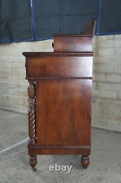 Antique Early 19th C. American Empire Crotch Mahogany Stepback Dresser Chest