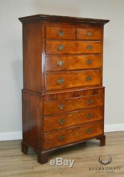 Antique Early 19th Century Large Mahogany Chippendale Style Chest on Chest