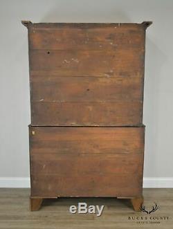 Antique Early 19th Century Large Mahogany Chippendale Style Chest on Chest