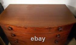 Antique Early American Mahogany Bowfront Chest Of Drawers