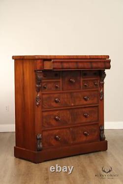 Antique Empire Period Carved Mahogany Tall Chest