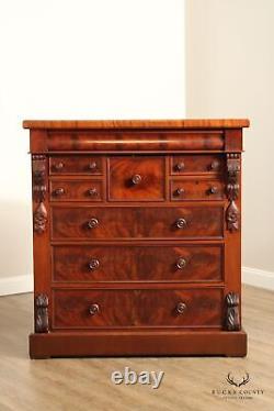 Antique Empire Period Carved Mahogany Tall Chest