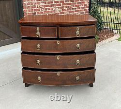 Antique English Chest of Drawers Bow Front Mahogany 5-Drawer Commode 19th C