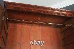 Antique English Georgian Flame Mahogany Linen Press Chest Wardrobe Cupboard