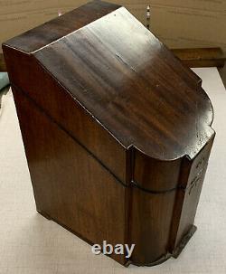 Antique English Georgian Mahogany Wood Knife Box Cutlery Chest With Insert