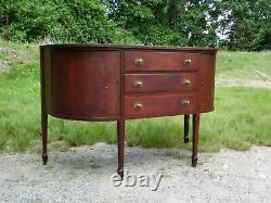 Antique Federal Mahogany Curved Credenza Sideboard Buffet Server Chest Cabinet
