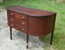 Antique Federal Mahogany Curved Credenza Sideboard Buffet Server Chest Cabinet