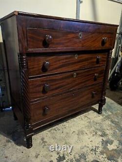 Antique Flame Mahogany Sheraton Chest of Drawers