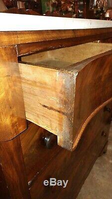 Antique Flame Mahogany Tall Dresser Chest withMarble top WOW