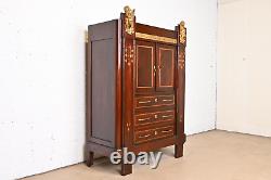 Antique French Art Deco Inlaid Mahogany Gentleman's Chest With Mounted Ormolu