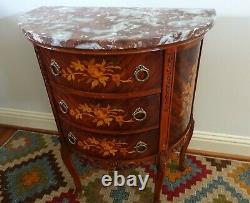 Antique French Bedside Chests Night Stands Side Tables design Marble Top petite