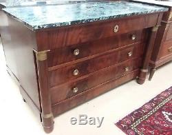 Antique French Empire Mahogany Chest Ormolu Marble Top Louis Philippe Server