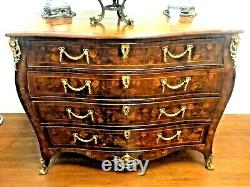 Antique French Inlaid Bombe Chest Mahogany with Marquetry