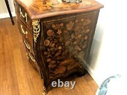 Antique French Inlaid Bombe Chest Mahogany with Marquetry