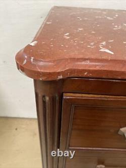 Antique French Louis XVI Marble Top Mahogany Chest Of Drawers Commode