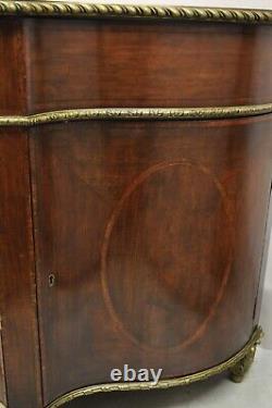 Antique French Louis XVI Style Mahogany Bow Front Bombe Demilune Commode Chest