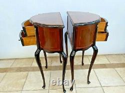 Antique French Matching Bedside Chests Night Stands Mahogany Side Tables petite