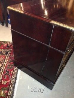 Antique French Solid Mahogany Small Chest of Drawers Brass Inlay 3 draws c1840