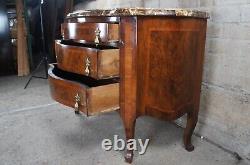 Antique Georgian Serpentine Mahogany Marble Top Inlaid Commode Chest of Drawers