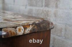 Antique Georgian Serpentine Mahogany Marble Top Inlaid Commode Chest of Drawers