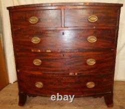 Antique Hepplewhite Mahogany 5 Drawer Chest Dresser early 1800's needs restored