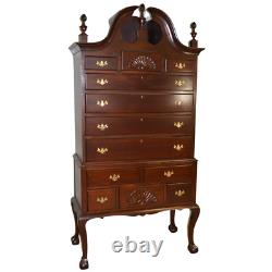 Antique Highboy Dresser, Mahogany Chippendale Chest on Chest #17959