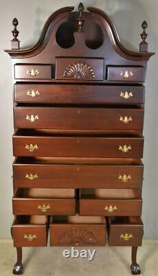 Antique Highboy Dresser, Mahogany Chippendale Chest on Chest #17959
