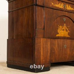 Antique Inlaid Mahogany Empire Chest of Drawers Commode