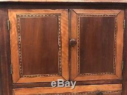 Antique Inlaid Mahogany Table Top Chest of Drawers Cabinet