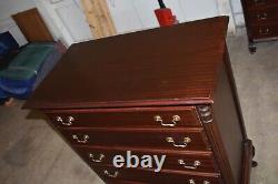 Antique Mahogany Bedroom Chest of Drawers Highboy Dresser, Queen Anne Legs
