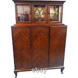 Antique Mahogany Breakfront China Cabinet Cupboard Bookcase Server Chest Vintage