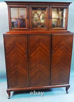 Antique Mahogany Breakfront China Cabinet Cupboard Bookcase Server Chest Vintage