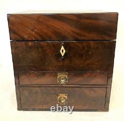 Antique Mahogany Campaign Apothecary Chest Cabinet Complete with Bottles Etc