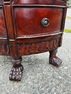 Antique Mahogany Chest Dresser Bureau Small Entry Piece Clawfoot Curved Unique