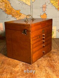 Antique Mahogany Edwardian Dentist Dental Cabinet Chest And Tools C1910