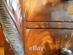 Antique Mahogany Empire Bedroom Dresser Chest of Drawers Acanthus Carved ca 1840