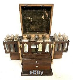 Antique Mahogany Fitted Apothecary Chest Cabinet Complete with Bottles Etc