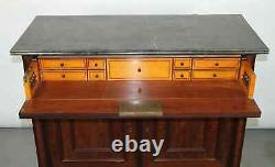 Antique Marble Top French Mahogany Directoire Commode Butler's Chest Linen Press