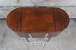 Antique Martha Washington Mahogany Spool Sewing Cabinet Chest Side Table Stand