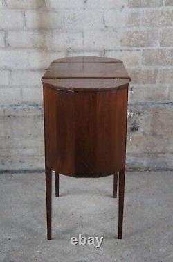 Antique Martha Washington Mahogany Spool Sewing Cabinet Chest Side Table Stand
