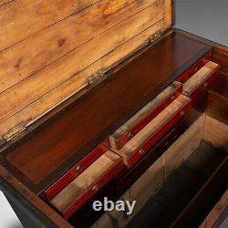 Antique Master Craftsman's Chest, English, Pine, Mahogany, Tool Trunk, Victorian