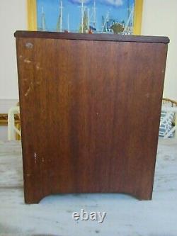 Antique Miniature Mahogany 3 Drawer Chest Jewelry APOTHECARY COUNTRY PRIMITIVE
