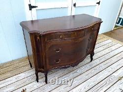 Antique Mixed Wood French Dresser Walnut Rosewood Mahogany with Inlaid Florals