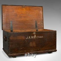 Antique Officer's Chest, English, Mahogany, Travelling Trunk, 19th Century