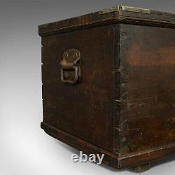 Antique Officer's Chest, English, Mahogany, Travelling Trunk, 19th Century
