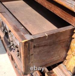 Antique Ornately Carved Chest of Drawers Solid Mahogany GREAT FINISH VGC