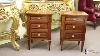 Antique Pair Italian Flame Mahogany Bedside Chests Cabinets