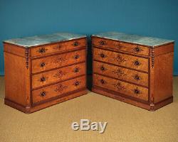 Antique Pair of Italian Marble Top Chests of Drawers c. 1875