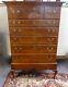 Antique Queen Anne TIGER MAPLE HIGHBOY Chest of Drawers. Carved Shell. USA 1820