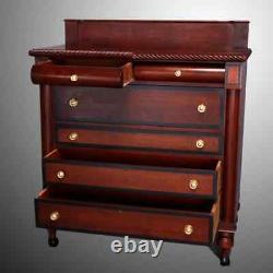 Antique Sheraton Carved Mahogany Chest Drawers, circa 1830